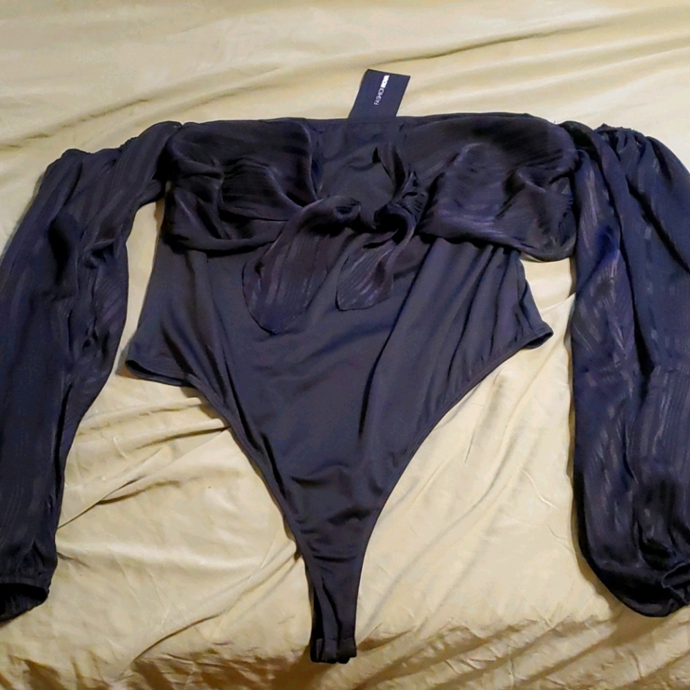 Fashion Nova black bow bodysuit New with tags